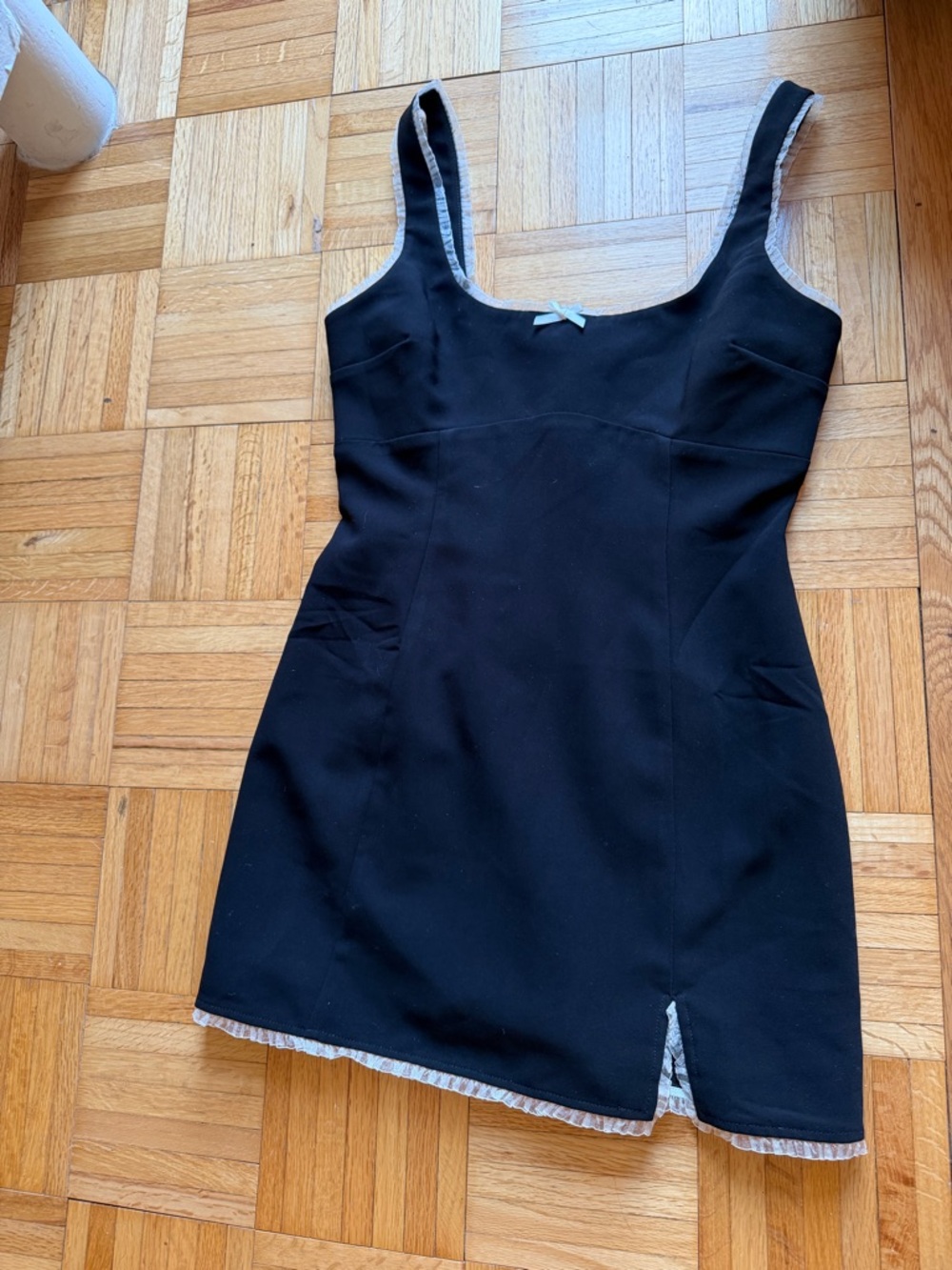 Black Sleeveless Mini Dress with Contrast Trim